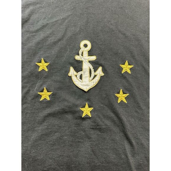 Vintage RARE Cruise Branded Navy Shirt Embroidered Anchor Stars Women's M USA - Picture 3 of 9